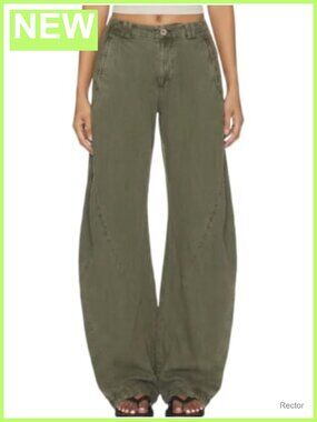 Womens Wide Leg Barrel Jeans Elastic Waist 100% Cotton Denim Pants